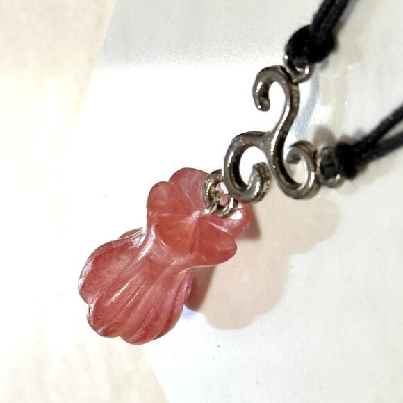 2/$20, Cherry Quartz Flower Bud Lariat Cord Necklace - Picture 7 of 11